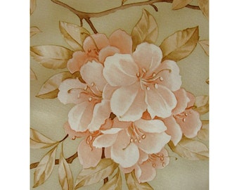 Papel pintado vintage original y auténtico - Papel pintado de vinilo floral de los años 70 - Estampado de flores vintage color melocotón