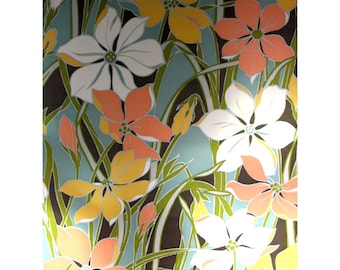 Vintage Wallpaper  by the Metre  - 70s  Wallpaper -  Floral 60s Wallpaper cas 12