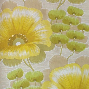 Carta da parati originale vintage al metro, carta da parati vintage con grandi fiori anni ’60, su8