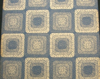 Authentic Original Vintage Wallpapers - 1970s Vintage Geometric Wallpaper - Retro Squares, Blue & Beige
