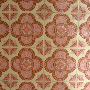 Carta da parati vintage al metro - Carta da parati anni '70 - 1970 rosa / bianco / piastrelle vintage / Carta da parati / cas 72 B image 2