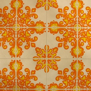 Carta da parati vintage al metro - Carta da parati anni '70 - Piastrelle arancioni / gialle / vintage degli anni anni '70 / cas 69 B cas 72 B