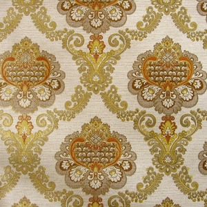 Carta da parati vintage al metro - Carta da parati anni '70 - Carta da parati damascata anni '70 con accenti dorati / cod 128