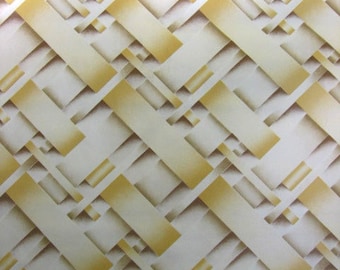 Authentic Original Vintage Wallpapers - Vintage 70s Geometric Wallpaper - Gold & White