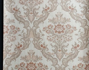 Authentic Original Vintage Wallpapers - Vintage Damask Wallpaper By The Meter, 1960s