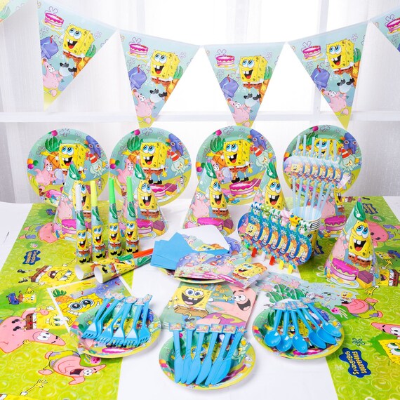 Spongebob Party Supplies Packspongebob Tableware Kit For 12 Etsy