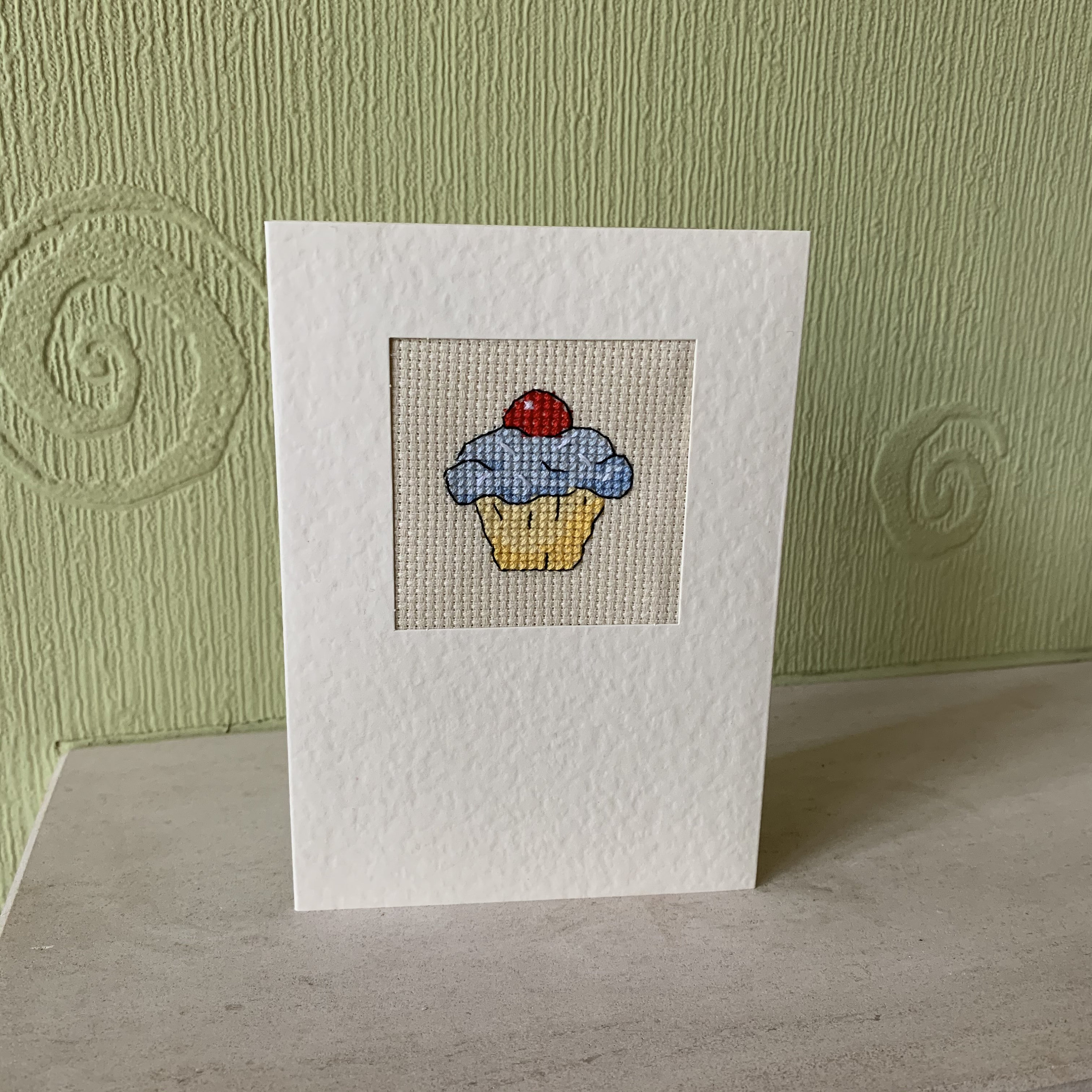 Cup Cake Greetings Card, Cross-stitch Card - Etsy
