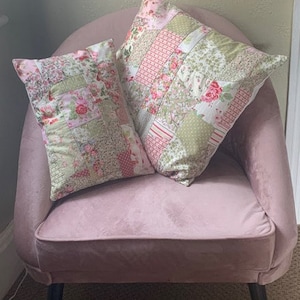 Patchwork Cushion Cover | Crazy patchwork | Vintage style Roses | Patchwork Pillow