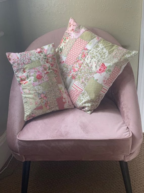Patchwork Cushion Cover | Crazy patchwork | Vintage style Roses | Patchwork Pillow