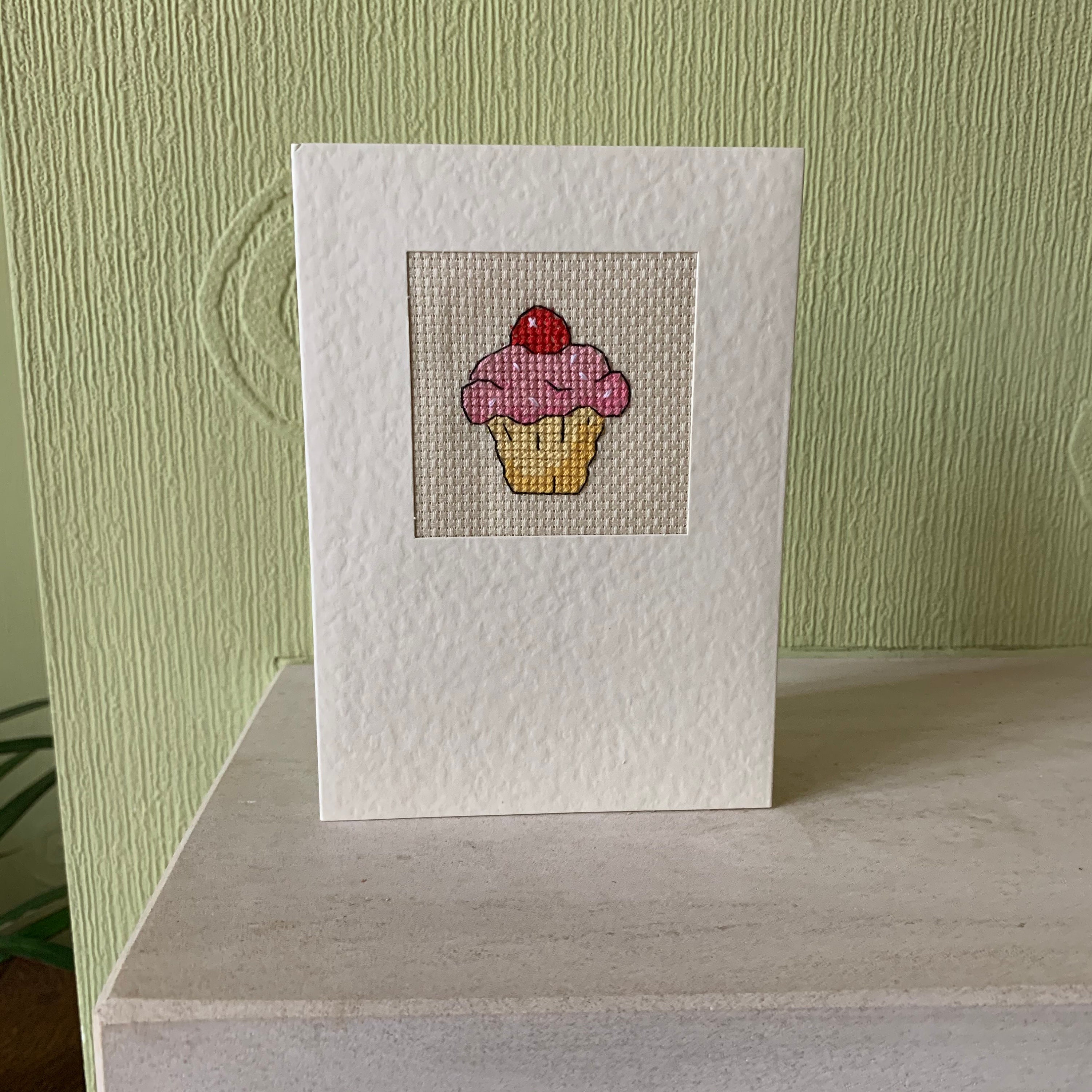 Cup Cake Greetings Card, Cross-stitch Card - Etsy