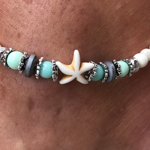 Ankle Bracelet, Beach Anklet, Starfish Anklets, Womans Anklet, Beaded Anklet, Anklet, Beach Jewelry