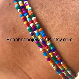 Ankle Bracelet, Anklet, Boho Anklets, Womans Anklet, Anklets For Women, Hippie Anklet, Beaded Anklet, Triple Stand Anklet image 5