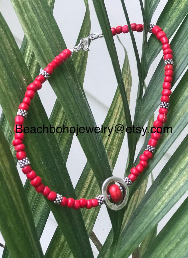 Boho Anklets Womans Anklet Ankle Bracelet Red Anklet Etsy