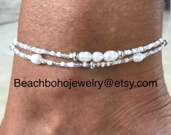 Anklets For Women, Beach Wedding Anklet, Beach Bride Anklets, Ankle Bracelets, Womans Anklets, Pearl Anklets, Dainty Anklets, Anklets