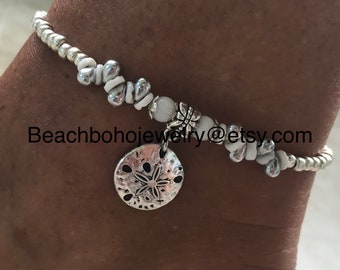 Anklets For Women, Beach Anklet, Womans Anklets, Beach Jewelry, Ankle Bracelets, Sand Dollar Anklet, Anklets, Beaded Anklet, White Anklet,