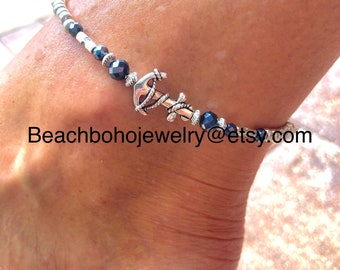 Anchor anklet, Ankle Bracelet, Anklet, Beach Anklet, Beaded Anklet, Woman’s Anklet, Anklets For Women, Gift Anklet, Boho Anklet