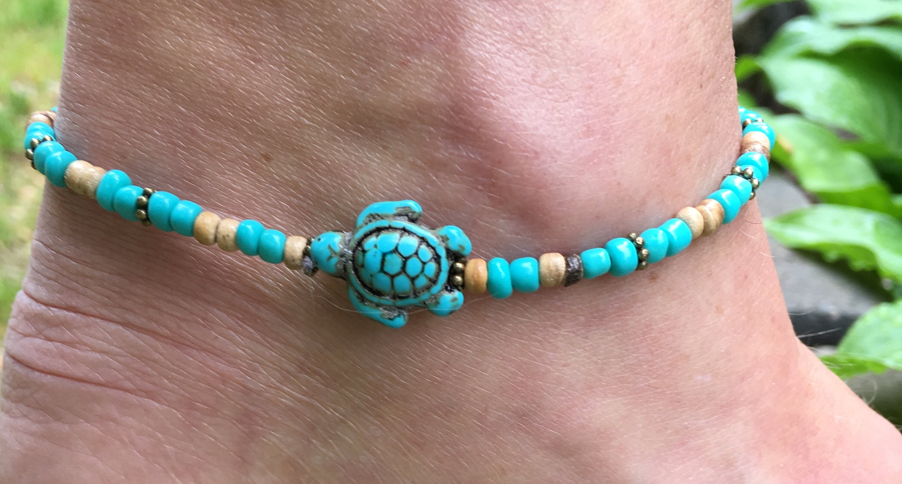 Turtle Anklet Beach Anklet Ankle Bracelet Beaded Anklet Etsy UK