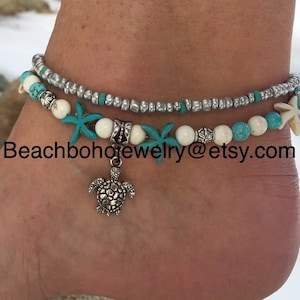 Beach Anklet, Womans Anklet, Turtle Anklet, Ankle Bracelet, Anklets For Women, Anklet, Gift Jewelry, Womans Jewelry