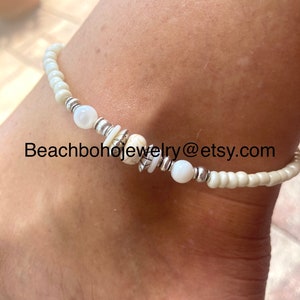 Ankle Bracelet, Anklet, Beaded Anklet, Boho Anklet, Woman’s Anklet, White Anklet, Beach Anklet, Gift Anklet, Hippie Anklet