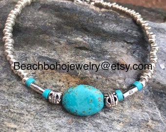 Ankle Bracelet, Turquoise Anklet, Anklet, Womans Anklets, Anklets For Women, Beach Anklet, Turquoise and Silver Anklet