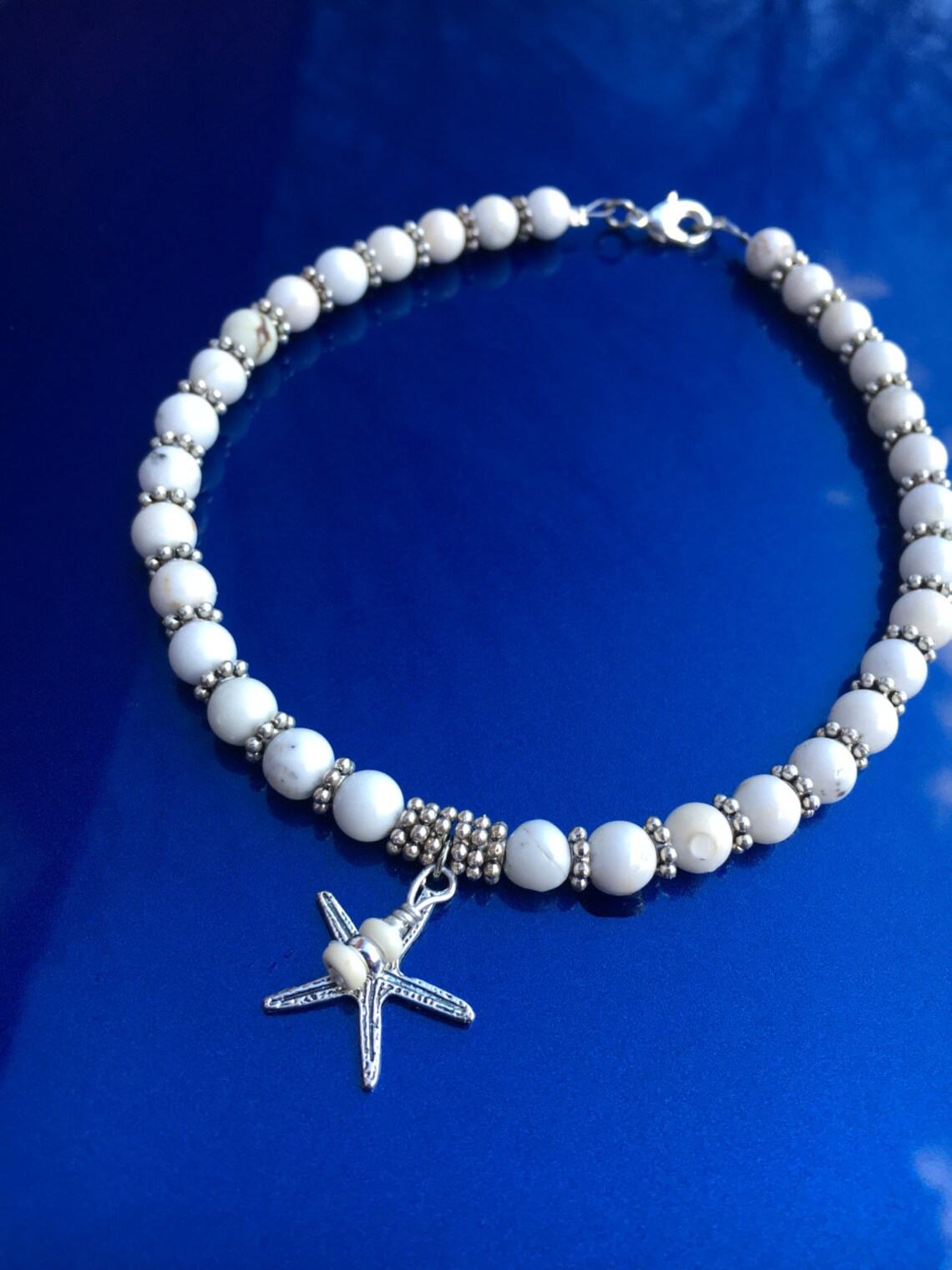 Beach Anklet Ankle Bracelet Starfish Anklet White Anklet Etsy