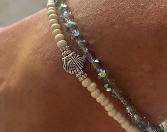 Ankle bracelet, anklet, double strand, anklet, crystal anklet, shell anklet, anklet for women, beaded anklet, Ankle bracelets, anklets