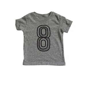 8, Gray and Black, Eight Birthday Shirt, Number Eight Shirt, 8th Birthday baseball raglan, 8 shirt, Eight Birthday Shirt Girl/Boy image 1