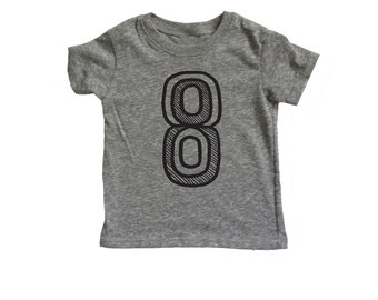 8, Gray and Black, Eight Birthday Shirt, Number Eight Shirt,  8th Birthday baseball raglan, 8 shirt, Eight Birthday Shirt Girl/Boy