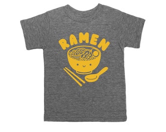 Kids Kawaii Shirt, Ramen Kawaii Shirt, Gray Kids shirt, Gender Neutral Kids Outfit, Kawaii Shirt Girl boy