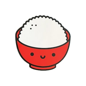 Kawaii Rice Vinyl Sticker, Kawaii Sticker, Laptop Sticker, Weatherproof Sticker, Water Bottle Sticker, Rice Sticker, Cute Sticker