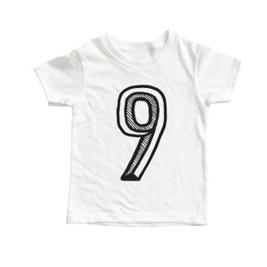 9, White and Black, Nine Birthday Shirt, Number Nine Shirt, 9th Birthday baseball raglan, 9 shirt, Nine Birthday Shirt Girl/Boy image 1