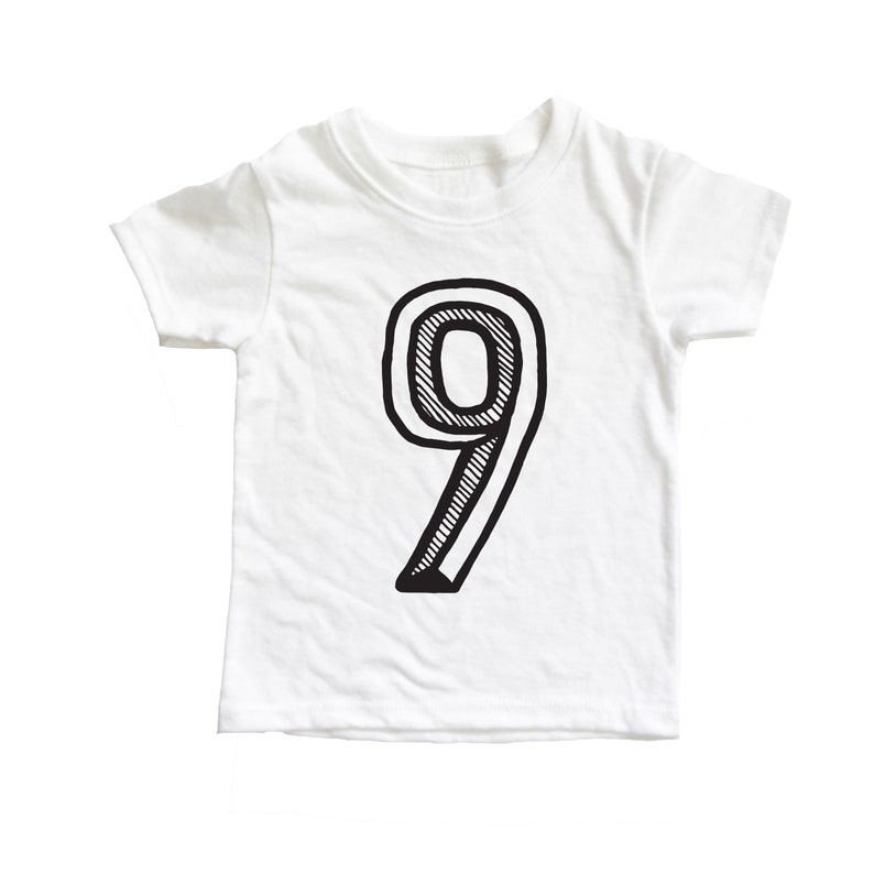 9, White and Black, Nine Birthday Shirt, Number Nine Shirt, 9th Birthday baseball raglan, 9 shirt, Nine Birthday Shirt Girl/Boy image 1