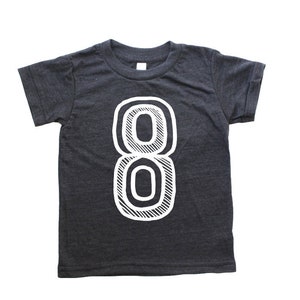 8, Black and White, Eight Birthday Shirt, Number Eight Shirt, 8th Birthday baseball raglan, 8 shirt, Eight Birthday Shirt Girl/Boy image 1