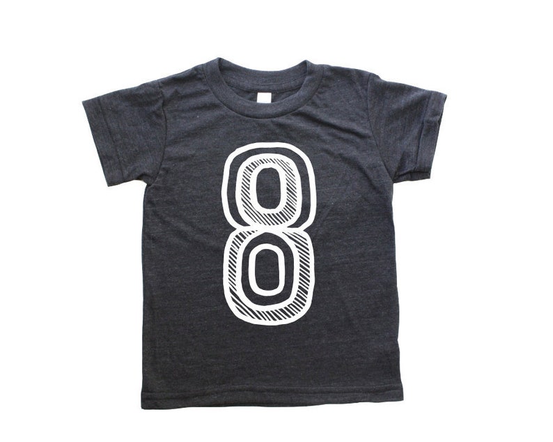 8, Black and White, Eight Birthday Shirt, Number Eight Shirt, 8th Birthday baseball raglan, 8 shirt, Eight Birthday Shirt Girl/Boy image 1