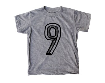 9, Gray and Black, Nine Birthday Shirt, Number Nine Shirt,  9th Birthday baseball raglan, 9 shirt, Nine Birthday Shirt Girl/Boy