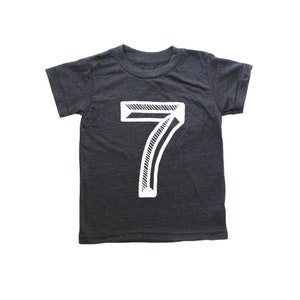 7, Black and White, Seventh Birthday Shirt, Number Seven Shirt, 7th Birthday baseball raglan, 7 shirt, Seventh Birthday Shirt Girl/Boy image 1