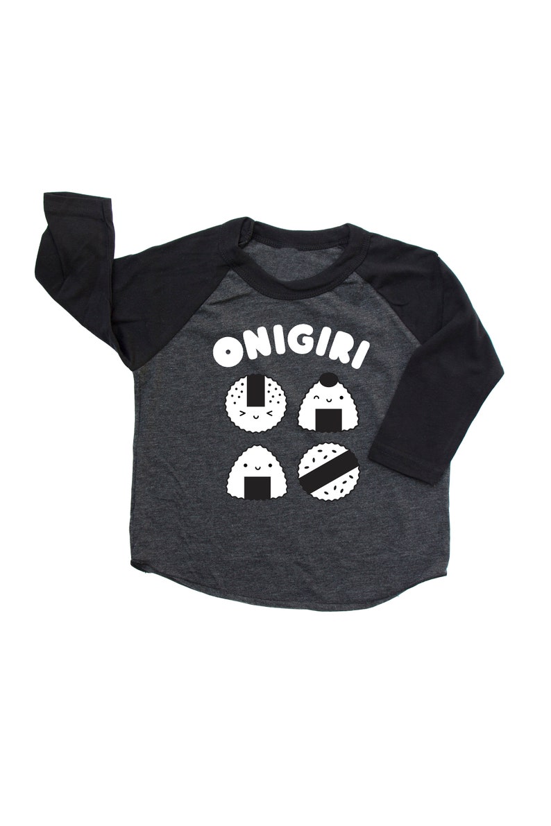 Kids Kawaii Shirt, Onigiri Kawaii Shirt, Black Kids shirt, Gender Neutral Kids Outfit, Kawaii Shirt Girl Boy, AANHPI Tee image 1