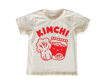 Chemise kawaii enfant, chemise kimchi kawaii, chemise enfant bio, tenue enfant non sexiste, chemise kawaii fille garçon, t-shirt AANHPI