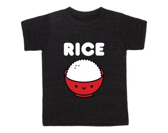 Kids Kawaii Shirt, Rice Kawaii Shirt, Black Kids shirt, Gender Neutral Kids Outfit, Kawaii Shirt Girl Boy, AANHPI Tee