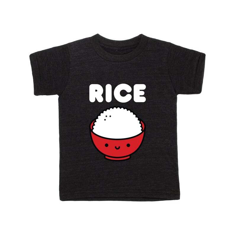 Kids Kawaii Shirt, Rice Kawaii Shirt, Black Kids shirt, Gender Neutral Kids Outfit, Kawaii Shirt Girl Boy, AANHPI Tee image 1