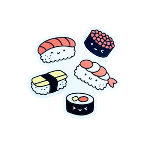 Sushi Vinyl Sticker, Kawaii Sticker, Laptop Sticker, Weatherproof Sticker, Water Bottle Sticker, Kawaii Food Sticker, Cute Sticker