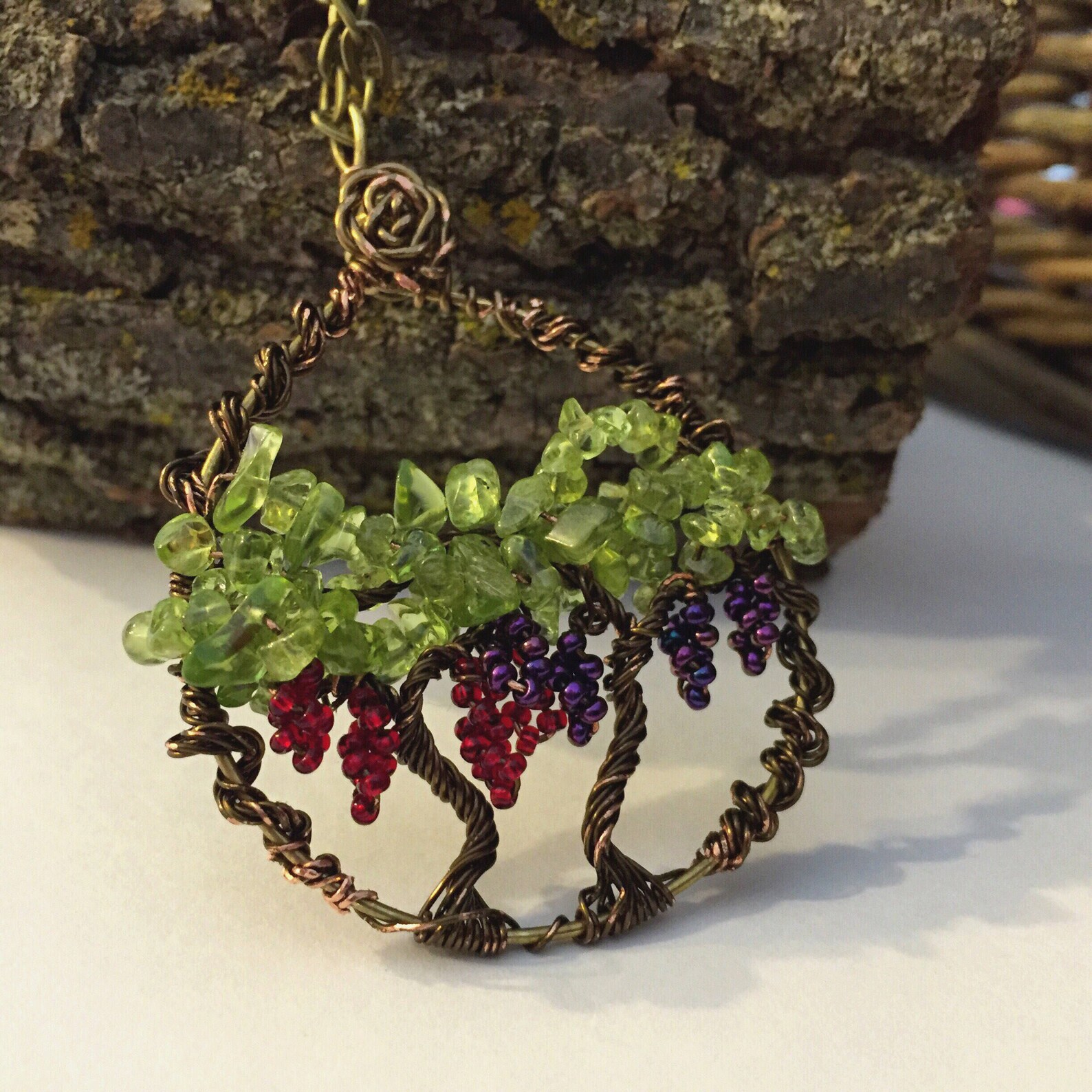 Grapevine Necklace Grape Wire Wrap Grapes Grape Necklace Etsy