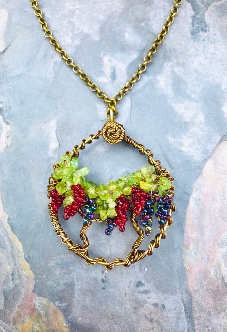Grapevine Necklace Grape Wire Wrap Grapes Grape Necklace Etsy