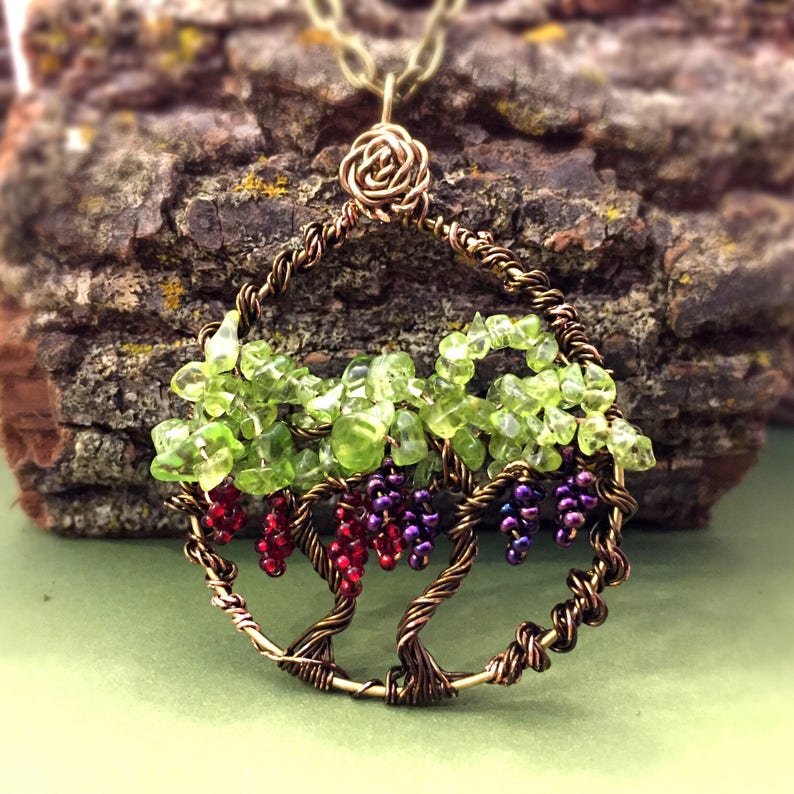 Grapevine Necklace Grape Wire Wrap Grapes Grape Necklace Etsy