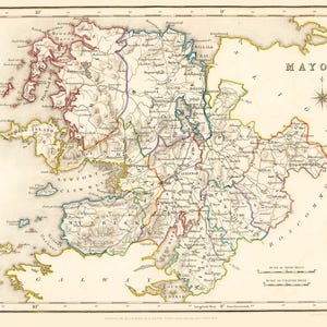 Comté de Mayo Irlande - 1837 - carte irlandaise antique - téléchargement numérique