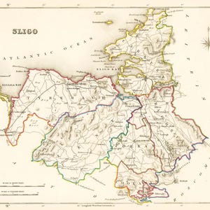 County Sligo Irland - 1837 - Antike irische Karte - Digitaler Download