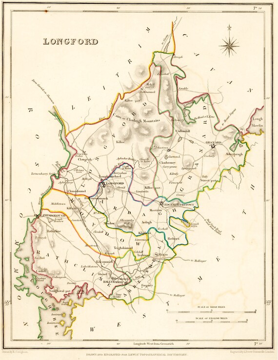 County Longford Ireland Map County Longford Ireland 1837 Antique Irish Map 2 Sizes | Etsy Hong Kong