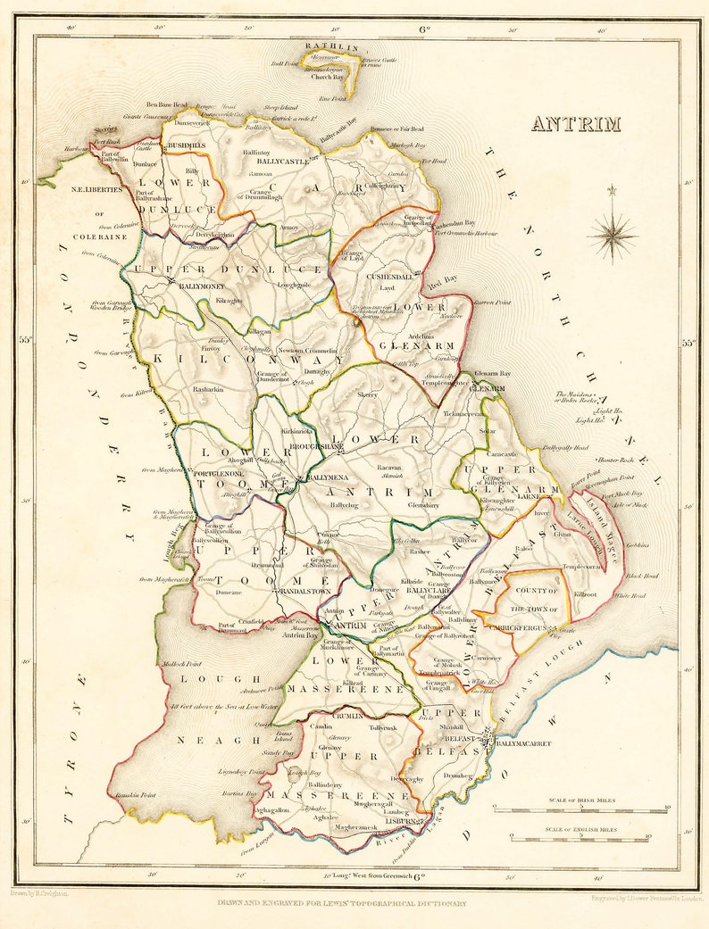 County Antrim Ireland 1837 Antique Irish Map 2 Sizes FREE UK SHIPPING Etsy County Antrim Ireland 1837 Antique Irish Map 2 Sizes FREE UK SHIPPING Etsy