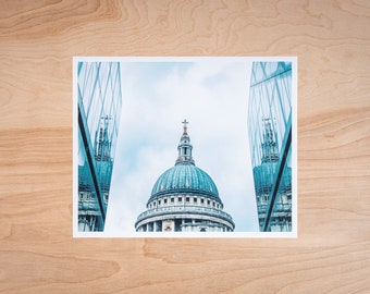 Photo Print of St Paul's Cathedral Viewed Between Two Glass Office Buildings in London, England by Michael Sladek Photography