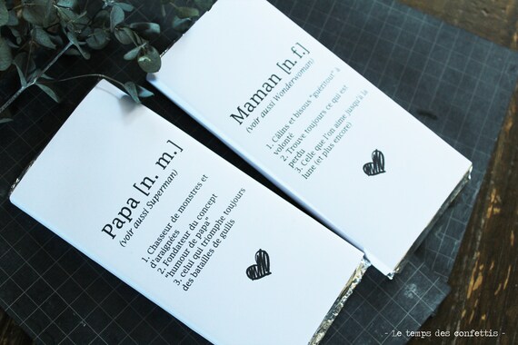 Tablette De Chocolat Pour Papa Ou Maman Texte Citation Etsy France